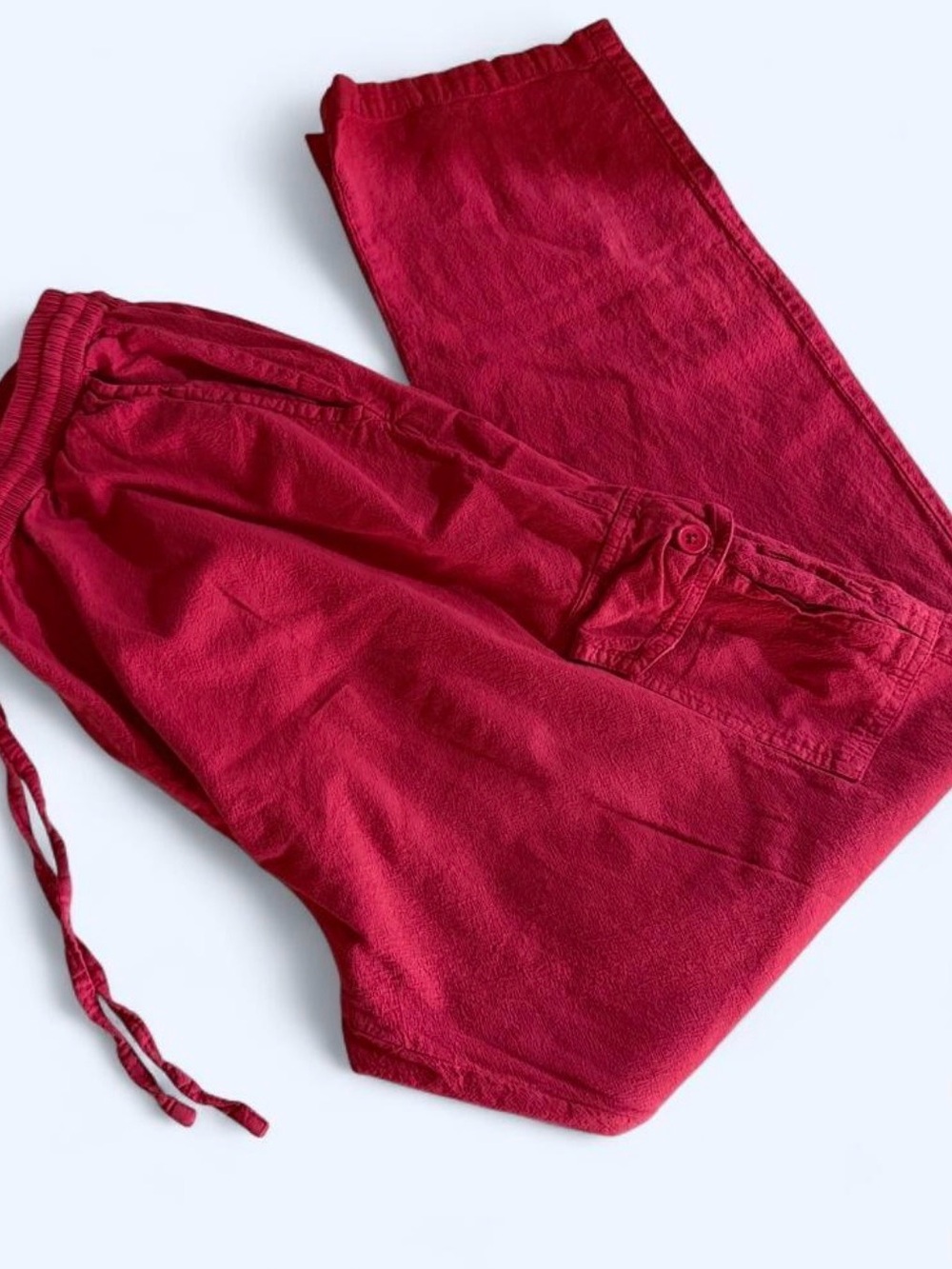 Women's Red Cropped Drawstring Pants
